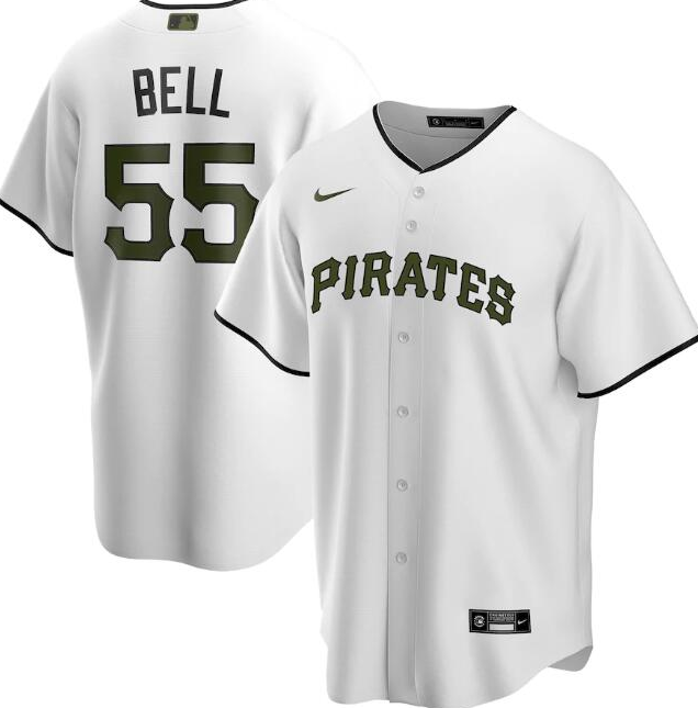 Men's Pittsburgh Pirates #55 Josh Bell White Cool Base Stitched Jersey